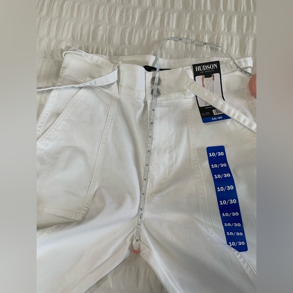 Hudson Los Angeles Cream Wide-Leg Belted Jeans - Picture 11 of 16